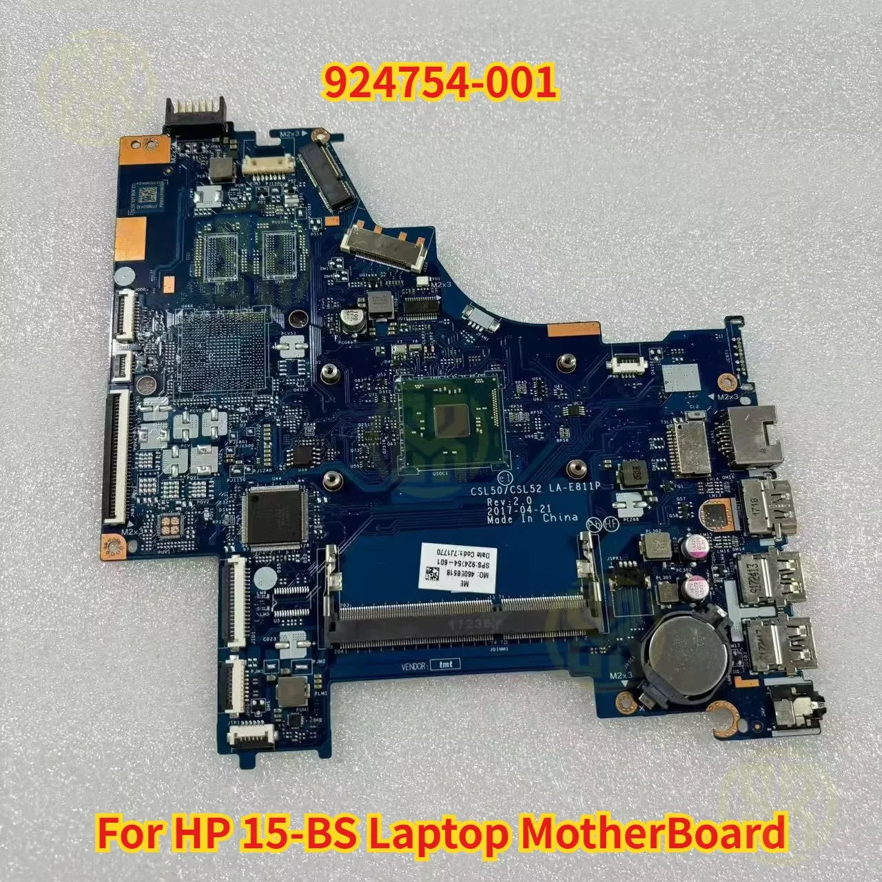 LA-E811P HP 15-BS Laptop Motherboard 924754-001 N3710 CPU UMA Test