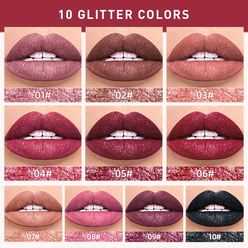 Waterproof Fine Glitter Lip Gloss Long-lasting Non Stick Cup Pearl