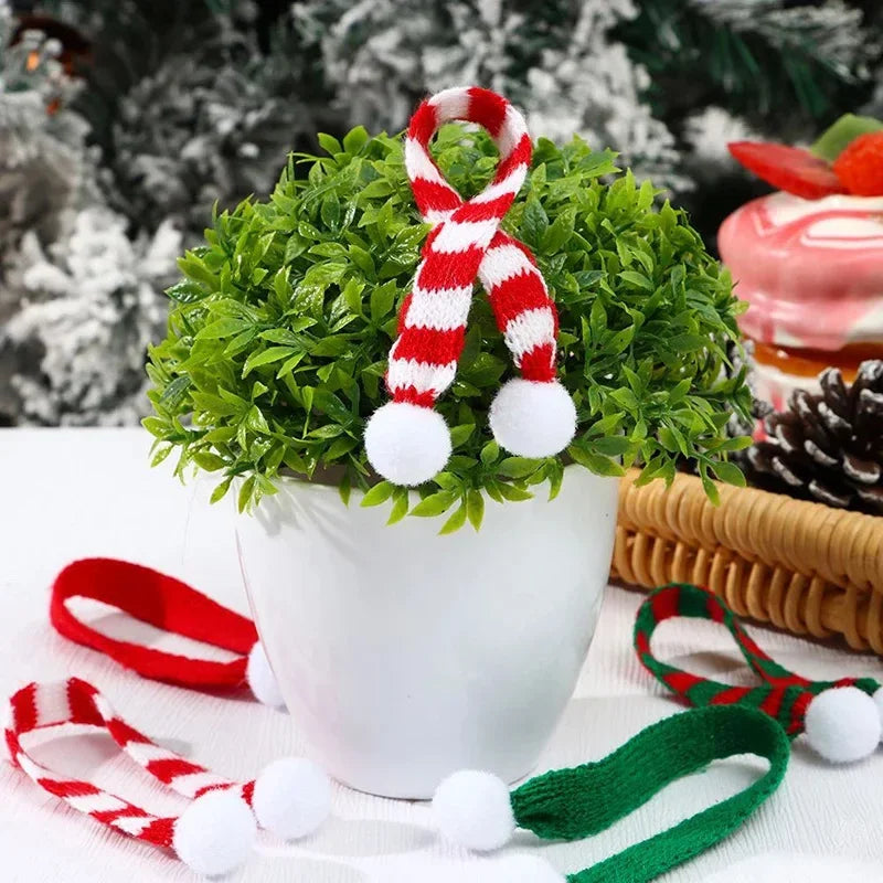 2025 Christmas Mini Knitted Doll Scarf Hat Polyester Hair Ball