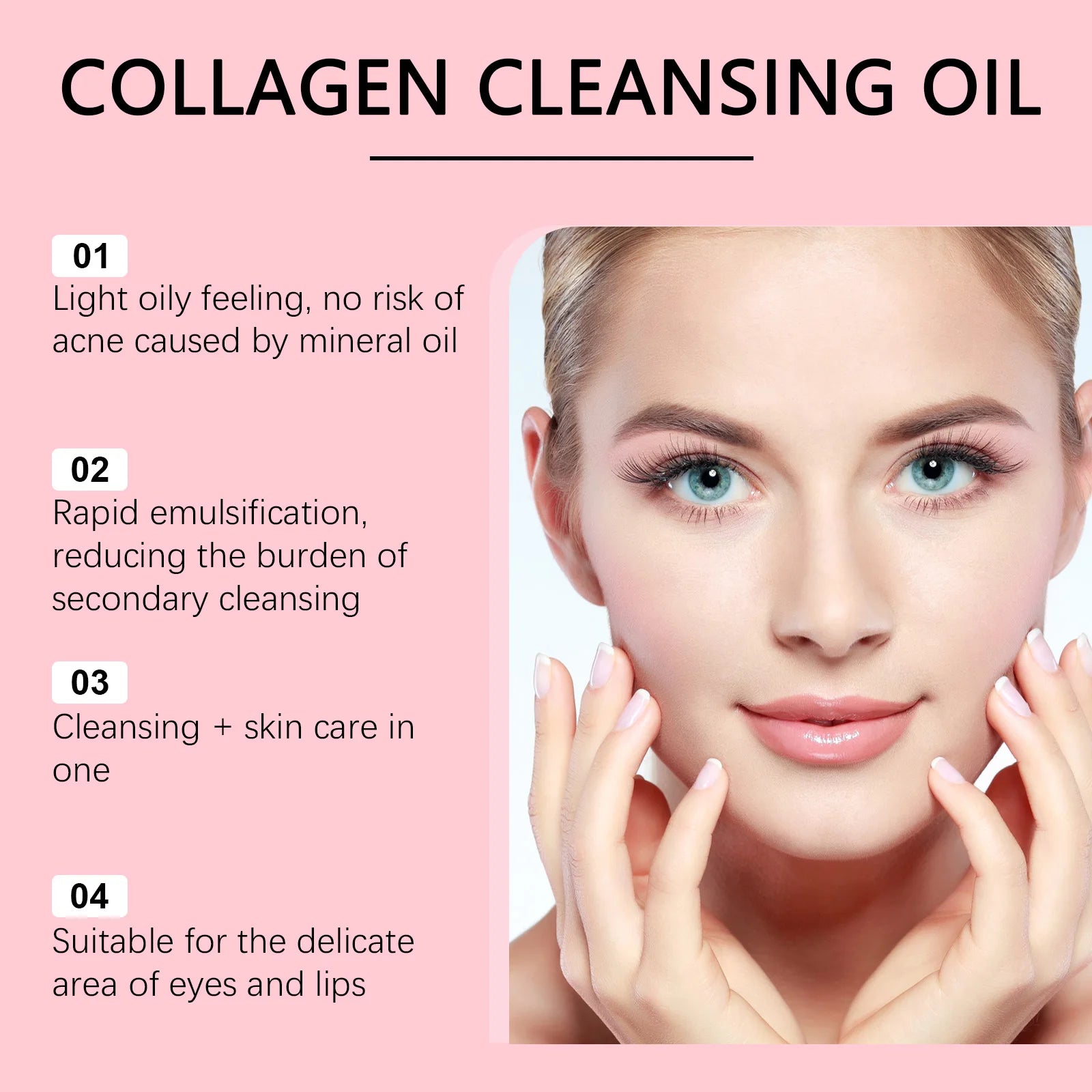 Hoygi 100ml Collagen Infused Makeup Remover Oil Jojoba Fast Emulsifying Gentle Cleansing for Waterproof Makeup Vegan No Residue Zpaxo