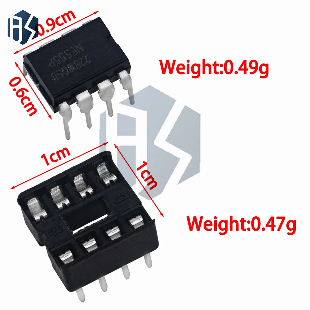 NE555P Timer IC 4.5-18V DIP-8 Chip with Socket Programmable Oscillator 10/20PCS Zpaxo