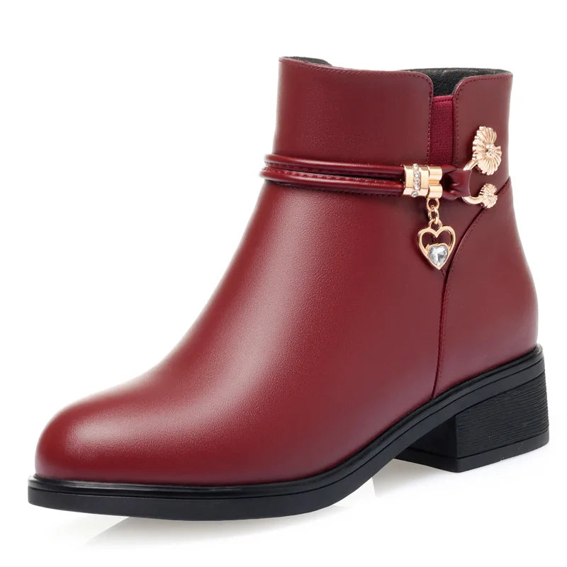 Soft Leather Women's Boots 2023 Spring Winter Thick Wool Lined Woman Zpaxo