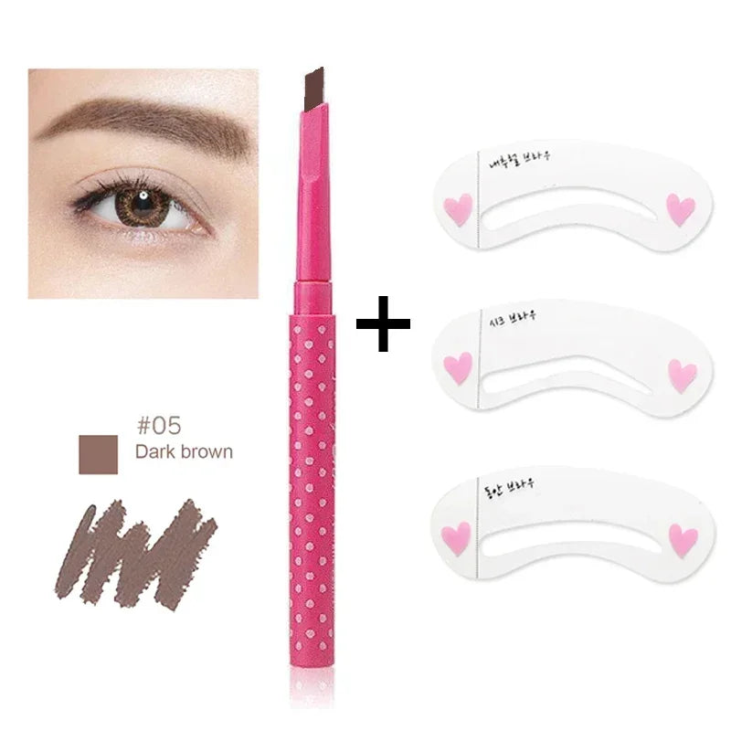 New Waterproof Eyebrow Pencil With Eye Brow Card Tool Lady Rotating Eyebrow Pencil 3Eyebrow Shaping DIY Eyebrow Pen Makeup Set Zpaxo 05With card