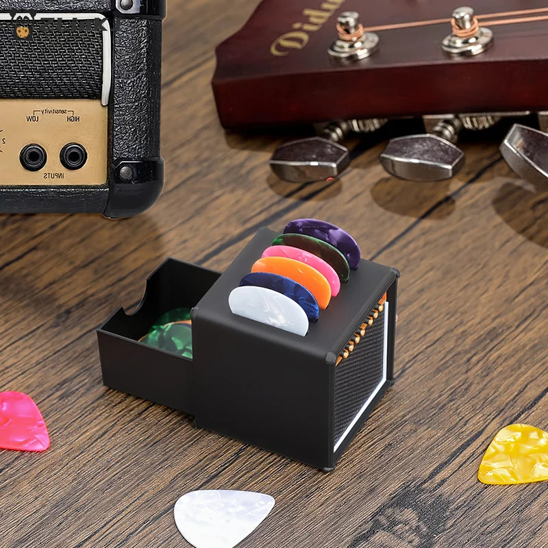 ▶3D Printed Portable Guitar Pick Holder With Drawer Waterproof Dustproof Guitar Picks Organizer Picks Storage And Display Gifts Zpaxo