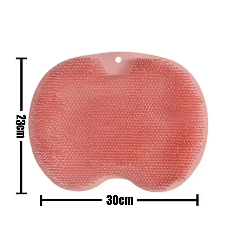 Body Shower Foot Scrubber Brush Wash The Body Cleanser Silicone Sponge Bath Massage Mat Back Brush Wall Mounted with Suction Cup Zpaxo pink pad