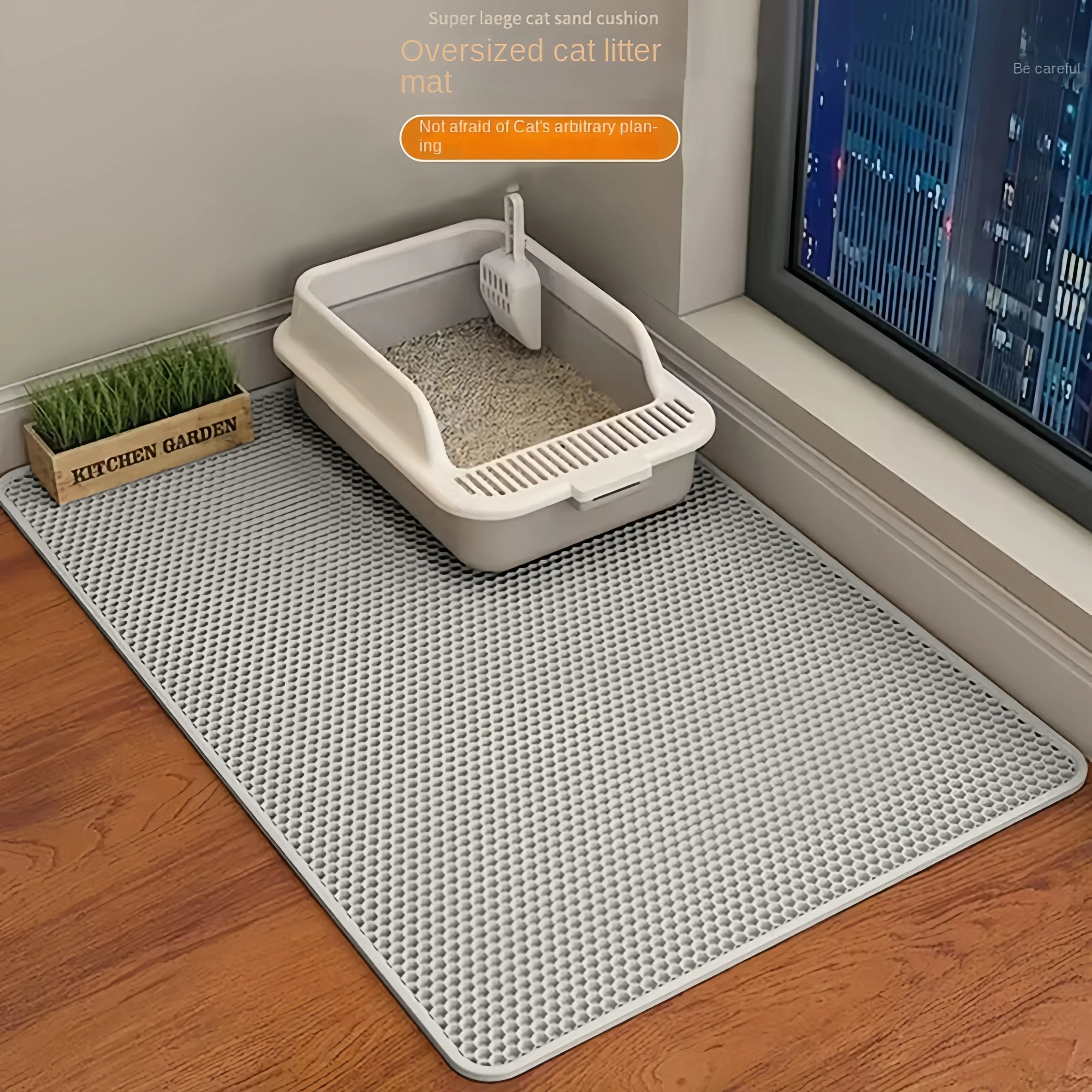 90X60CM Cat Litter Mat Waterproof Double Layer Pet Litter Box Mat Pet Toilet Cat Mat Nonslip Sand Cat Washable Mat Pet Clean Zpaxo GRAY 30x30cm