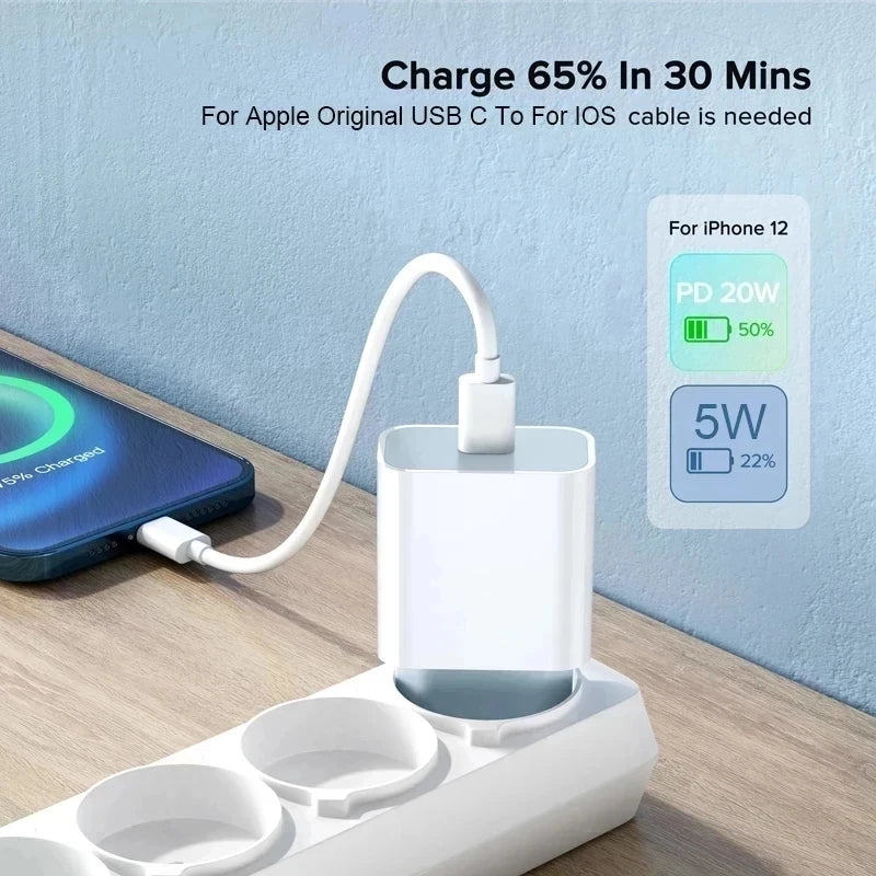 For iphonePD 20W USB Phone Charger Fast Charger for iPhone iPad Samsung OnePlus Wall Quick Charge Adapter TypeC Cable EU/US Plug Zpaxo EU Plug