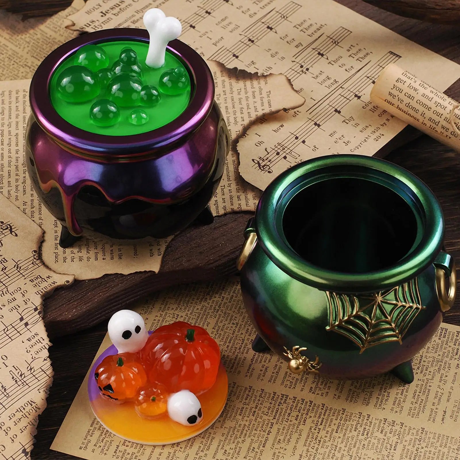 Halloween Cauldron Container DIY Epoxy Resin Mold Plaster Storage Box