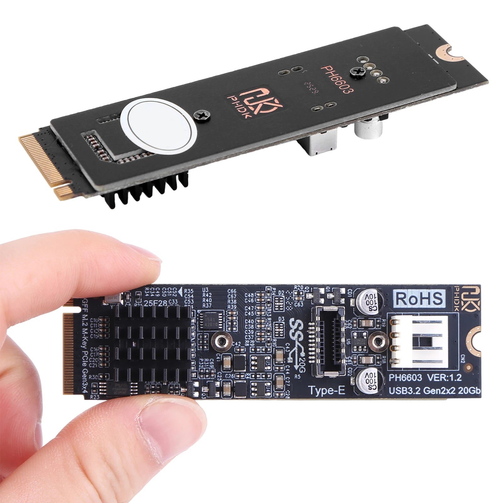 M 2 NVME MKEY USB3 Adapter 20Gbps Speed M2 Key PCIe Front Panel