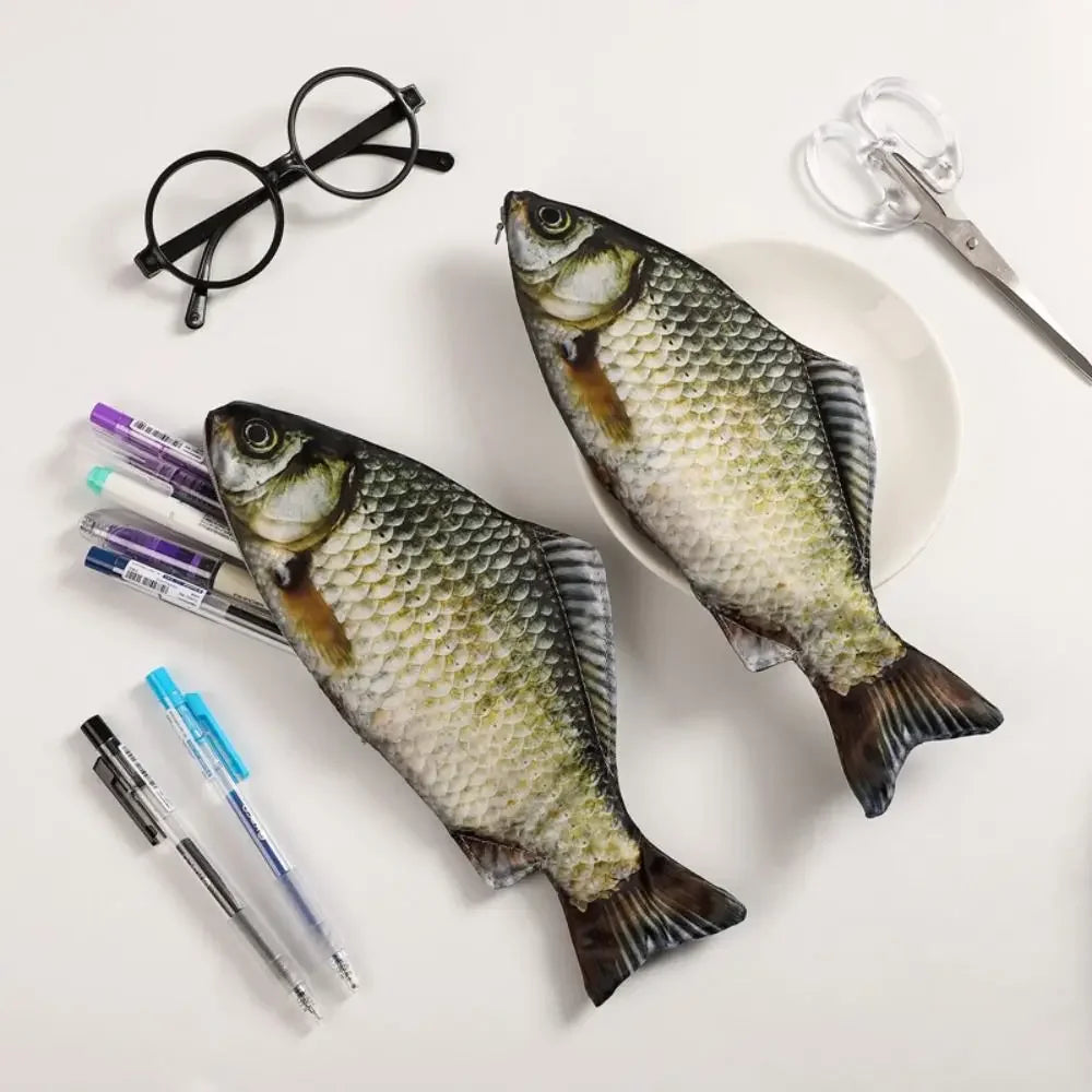 Cartoon Large Capacity Pen Bag Simulated Crucian Carp Multifunctional Zpaxo