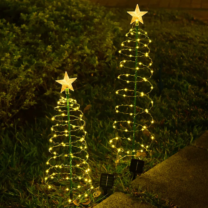 Christmas Tree Light Solar Outdoor Garden Warm LED Ground Lamp String Zpaxo