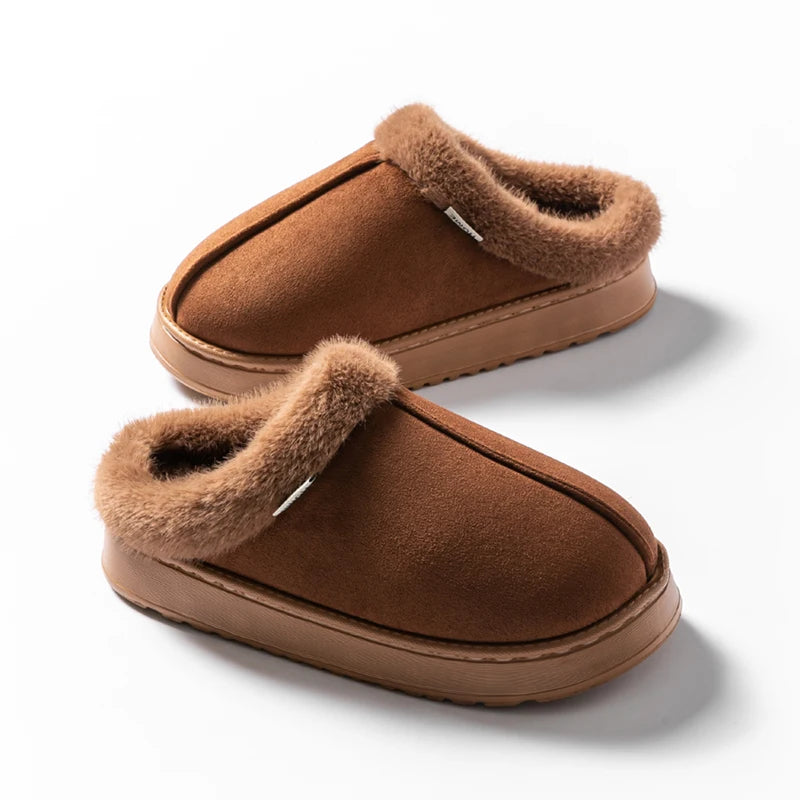 Women Fluffy Slippers Autumn Winter Indoor EVA Thick Sole Anti-slip Zpaxo 36-37 Coffee