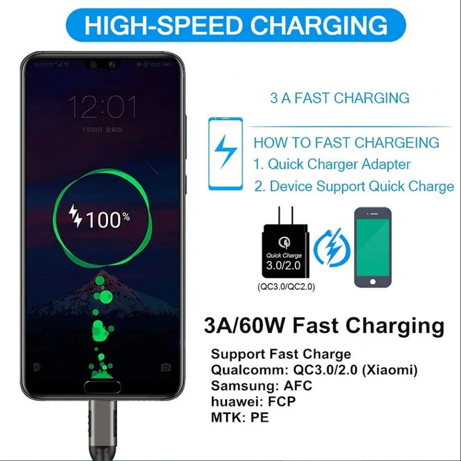 USB-C to USB-A Cable 60W PD 10Gbps Fast Charging & Data Transfer USB-C Charging Cable Zpaxo