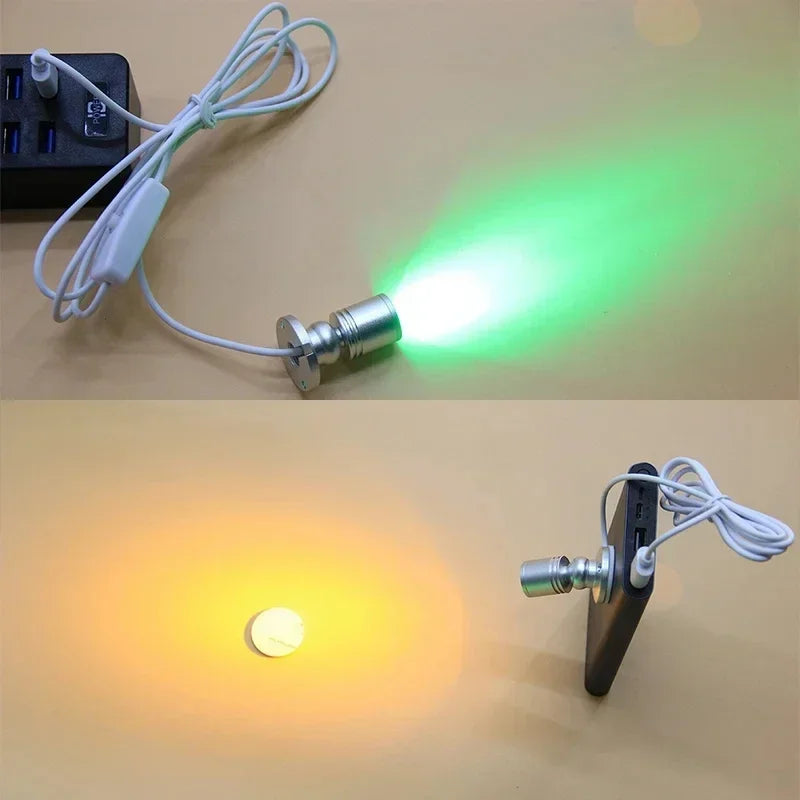 USB 5V Mini LED Spotlight – Rotatable Cabinet & Display Lamp