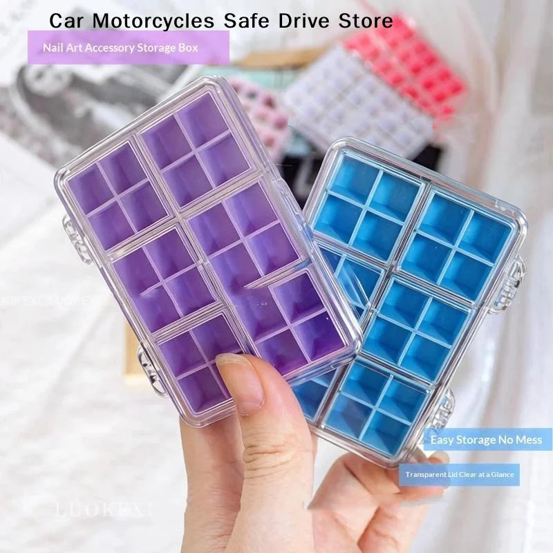 M24Grids Nail Decoration Accessories Storage Box Transparent Jewelry