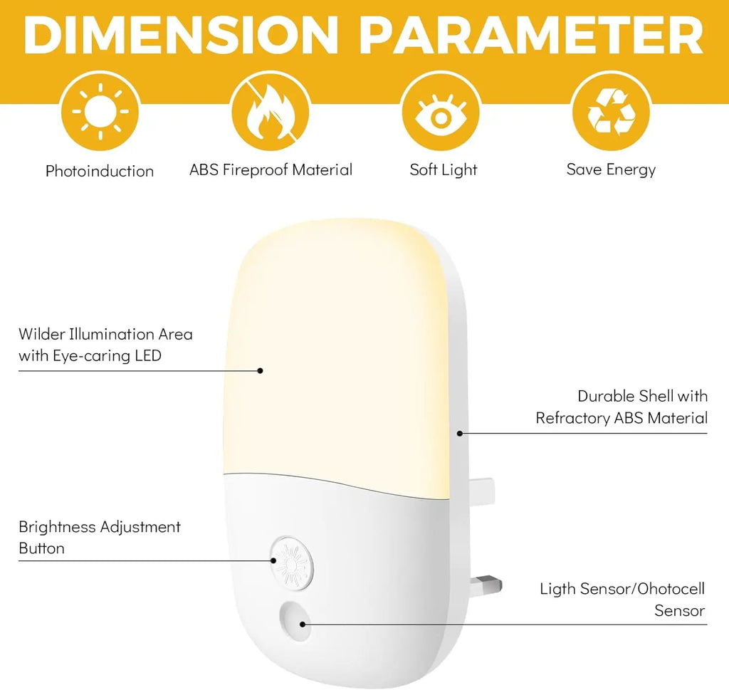 Wall Mount Night Light, with 5 Levels of Brightness and Dusk to Dawn Light Sensor, Children's Night Light for Children's Rooms, Zpaxo