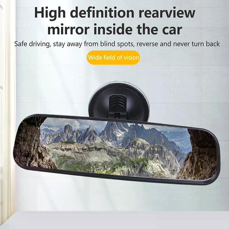 20CM Wide Flat Interior Rear View Mirror | 360° Suction Mount