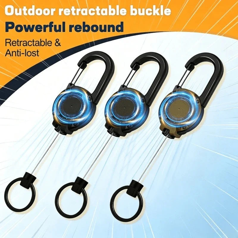 Retractable Keychain Heavy Duty Pull Carabiner Key Chains Strong Steel Wire Rope Buckle Spring Key Ring Outdoor Sporty Keychain Zpaxo