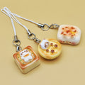 Japanese Cute Cat Bread Mobile Phone Charms Kitten Toast Keychains