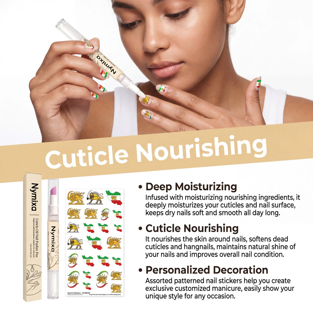 Nail Decoration Care Set Cuticle Oil Pen with Nail Stickers Set Long Lasting Moisturization Dry Skin Remedy Gentle Nourishing Zpaxo