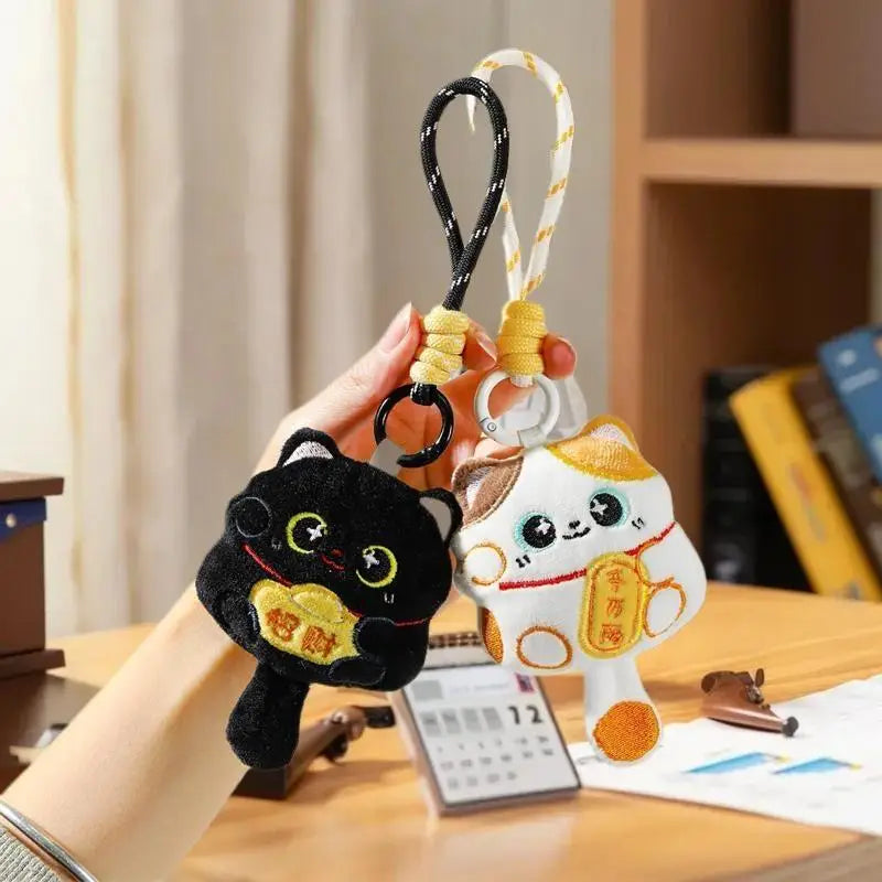 1 Cute Auspicious Cat Soft Toy Keychain Pendant Lanyard Bag Chinese Zpaxo