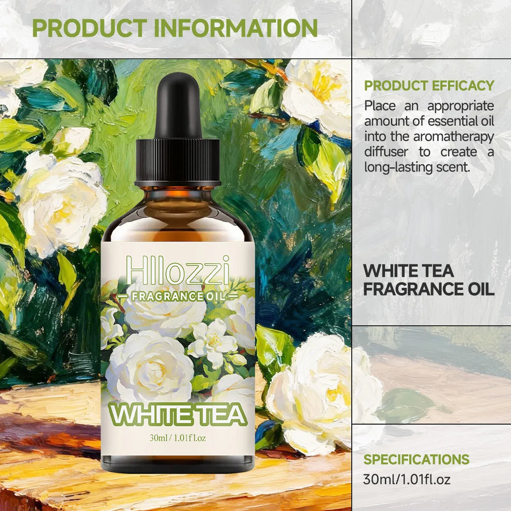 White tea jasmine essential oil is fresh and elegant, with a sweet aroma. Suitable for diffusers and air purifiers. Zpaxo