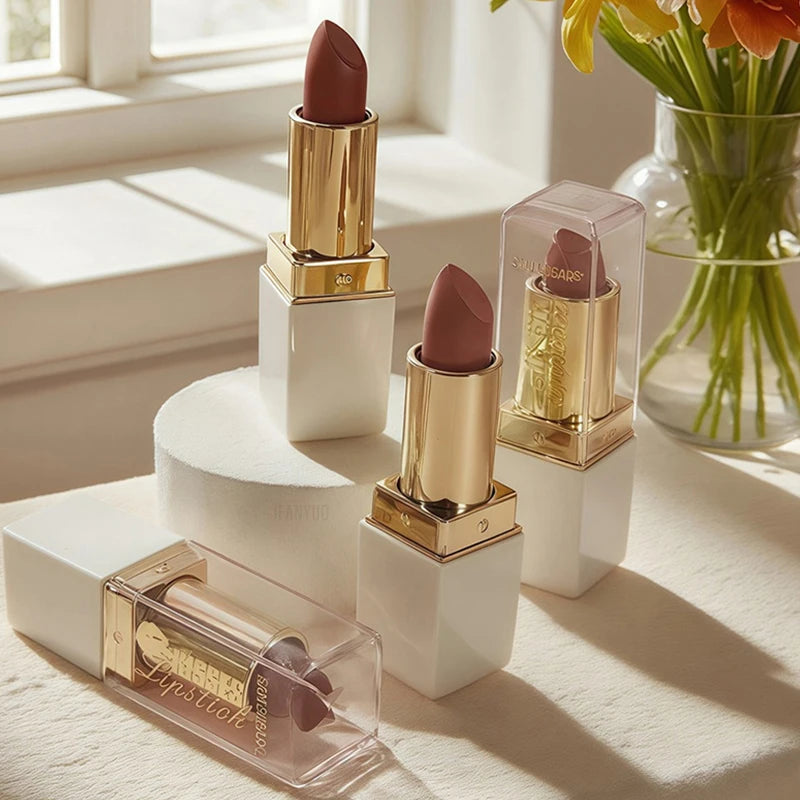 Pearlescent Purple Glitter Velvet Lipstick Waterproof Lasting Fine Shimmer Nourishing Diamond Lipstick Women Makeup Cosmetic Zpaxo