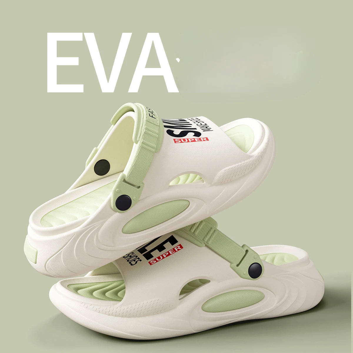 Outdoor Women Mens Summer 2025 Men's Slippers EVA Lightweight Slides Zpaxo green 40-41