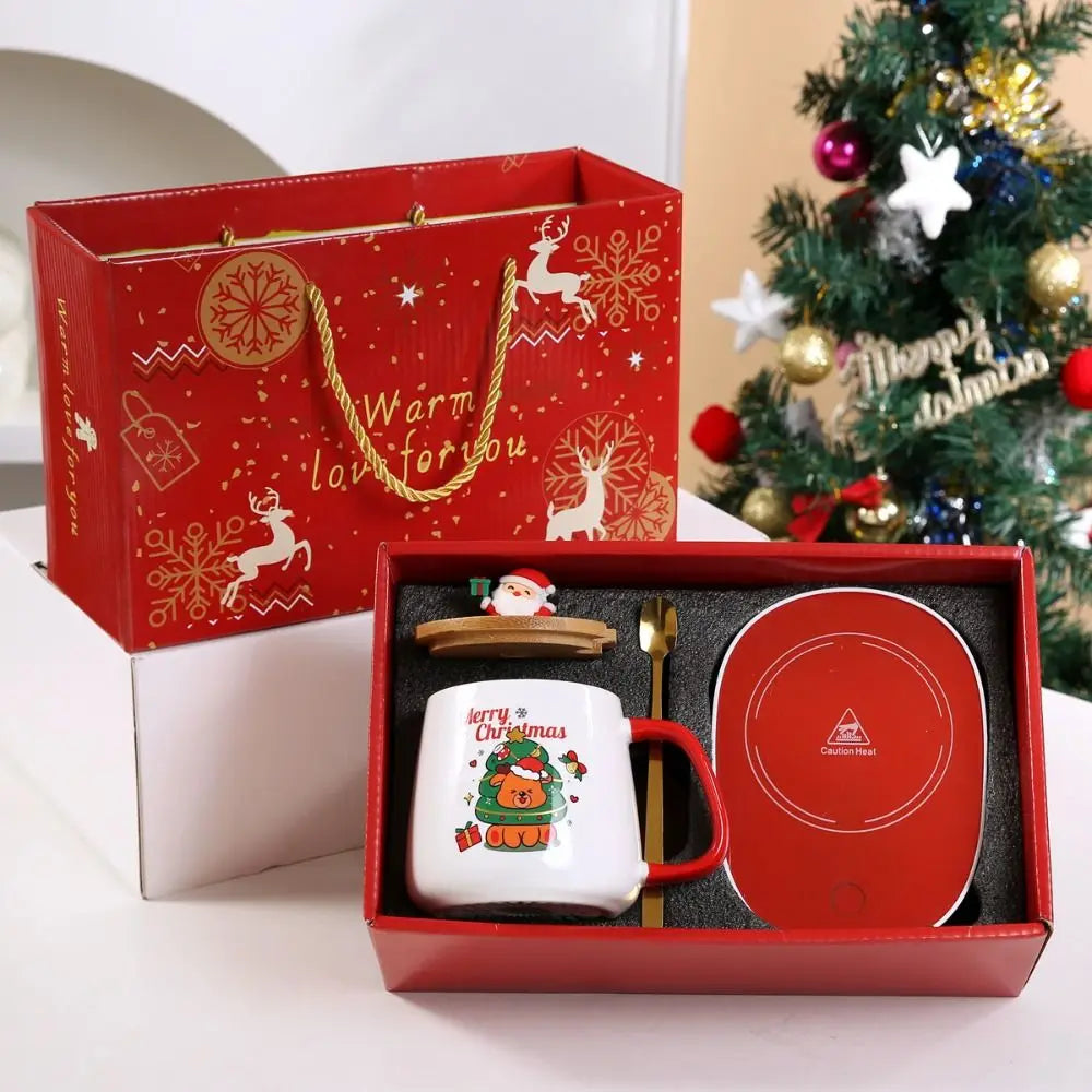 Christmas Gifts Wooden Lid 55 Merry Santa Claus Pattern Ceramic Mug
