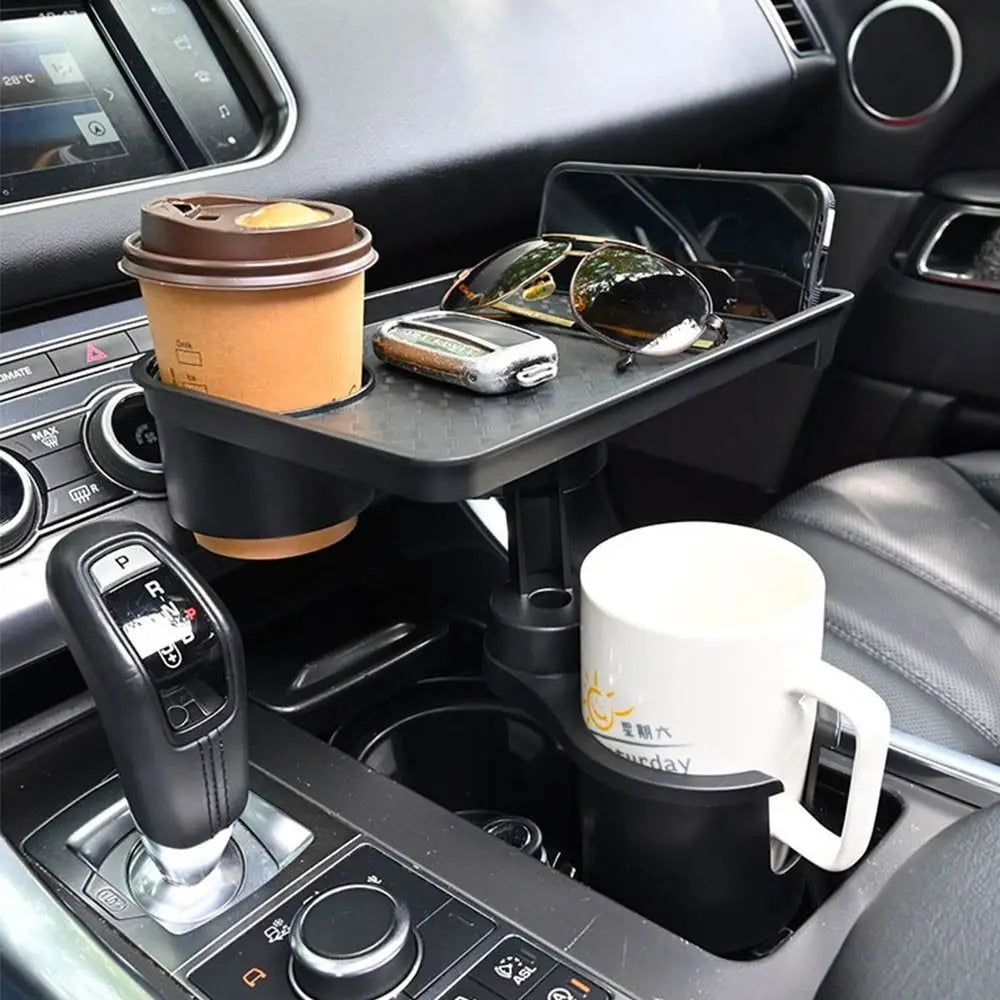 with Tray Car Cup Holder Expander Anti Slip Adjustable Base Center Console Cup Holder 360-Degree Rotation Stretchable Zpaxo