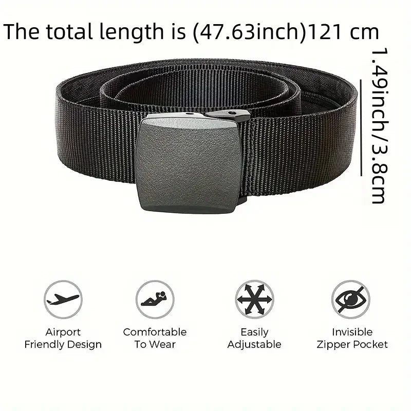 Travel security insurance anti-theft invisible money-hiding belt with hidden zipper, wallet belt and waist pouch Zpaxo