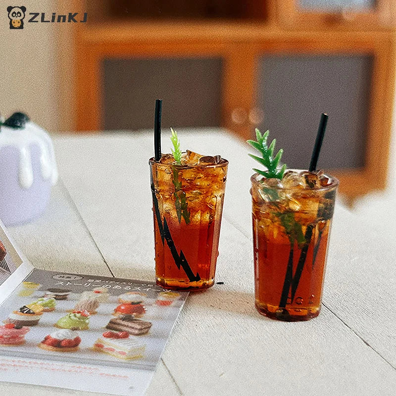 ▶1Pc Miniature Cafe Toy Decoration Model Mini Drink Iced American Latte Play House For Dollhouse Accessories Zpaxo