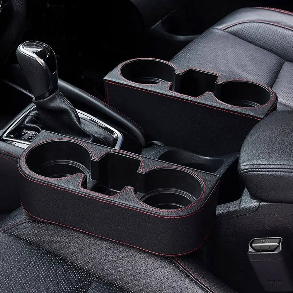 PU Leather Car Cup Holder Portable Slotted Seat Gap Organizer Tray Zpaxo