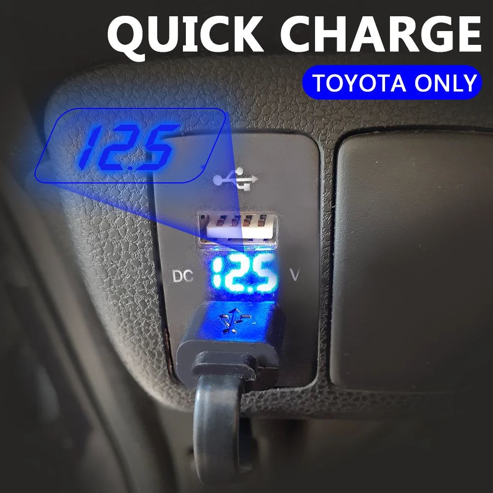 Dual USB QC Car Socket Charger 4 2A Toyota 12-24V Power Adapter