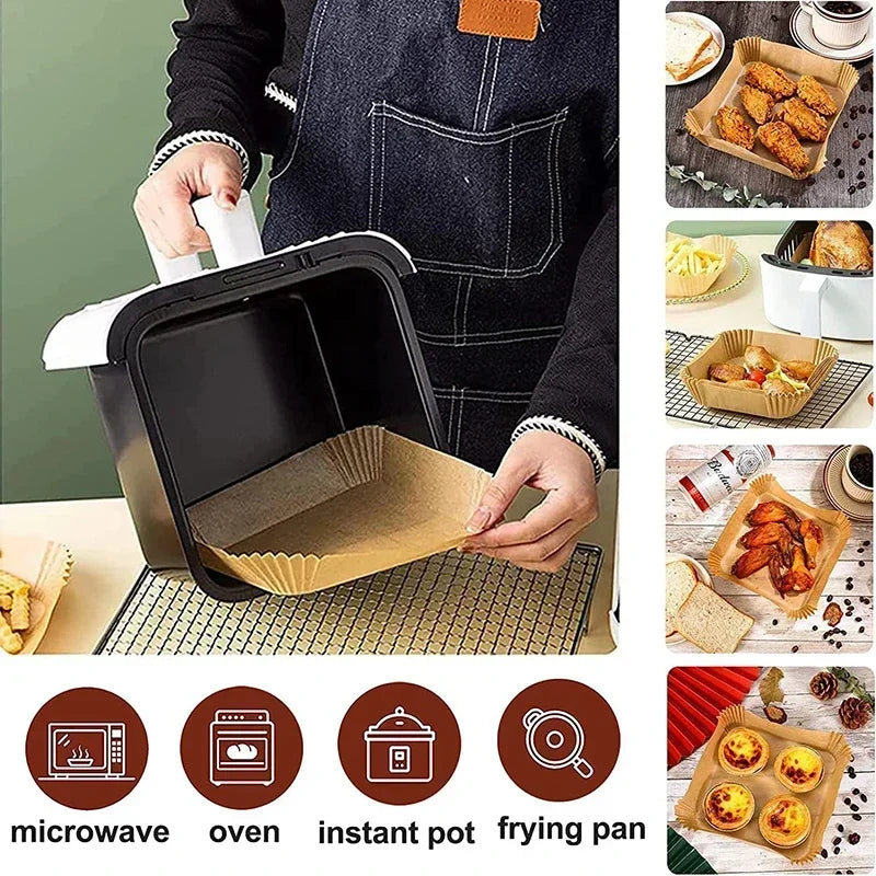 Disposable Round Square Air Fryer Paper Liner Non-Stick Airfryer Baking Paper Kitchen Cooking Accessories Zpaxo