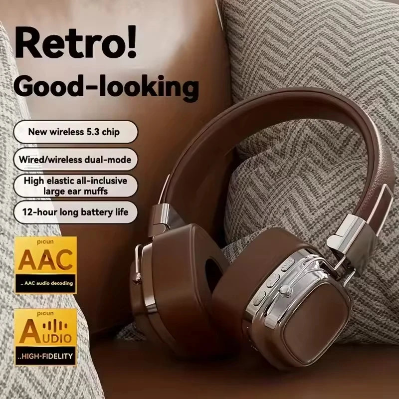 2025 New 5.3 Foldable Wireless Bluetooth Headsets Headset Gamer Choice Retro Over Ear Headphones DJ Stereo Sounds Bluetooth Zpaxo