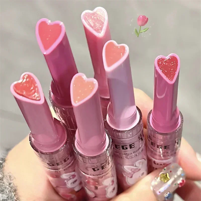 Love Shape Jelly Lipstick Waterproof Non-stick Cup Mirror Solid Lip Gloss Clear Lasting Moisturizing Lip Stick Makeup Cosmetic Zpaxo
