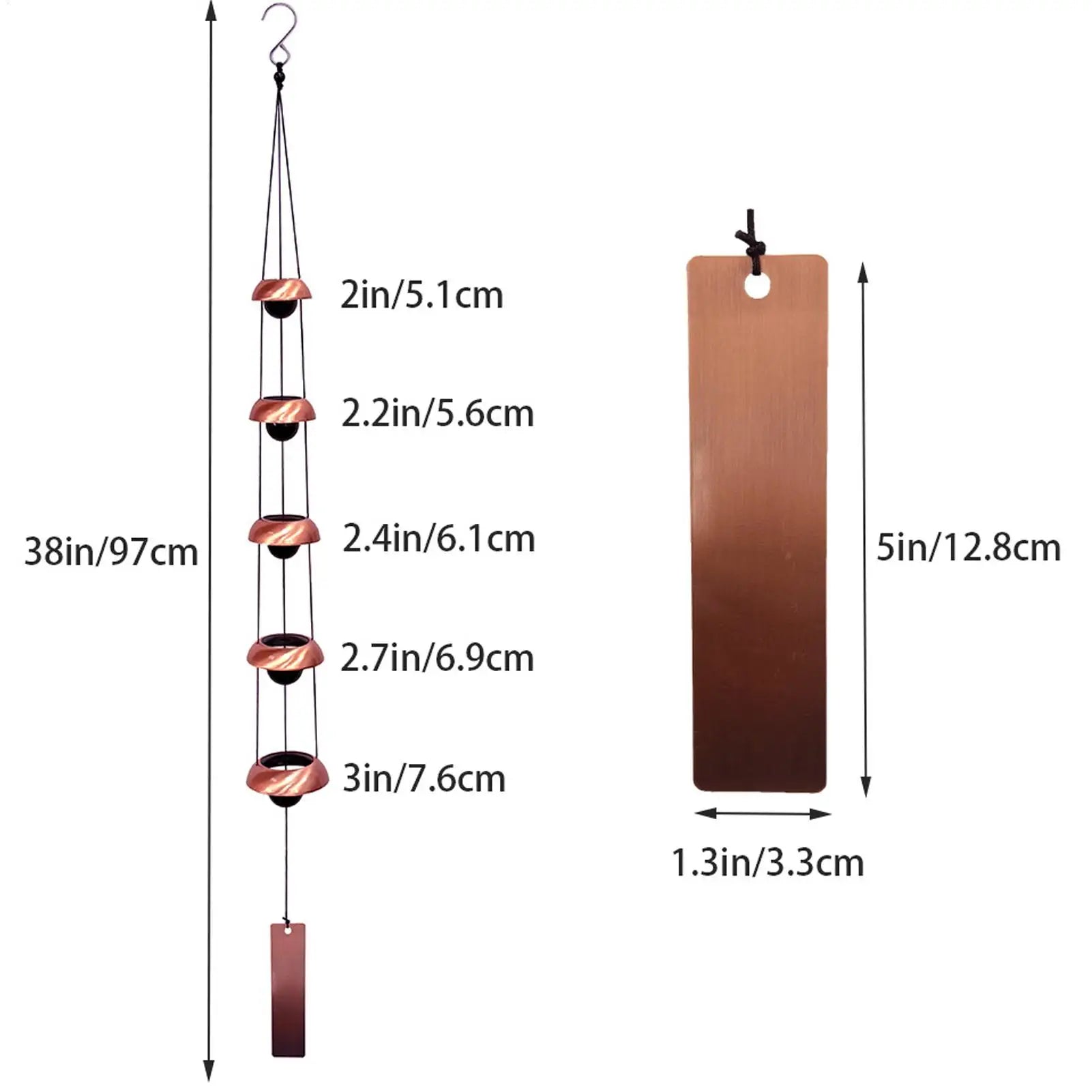Wind Chimes Outside 36 Inches Home Decor 5 Bells Musical Garden Patio