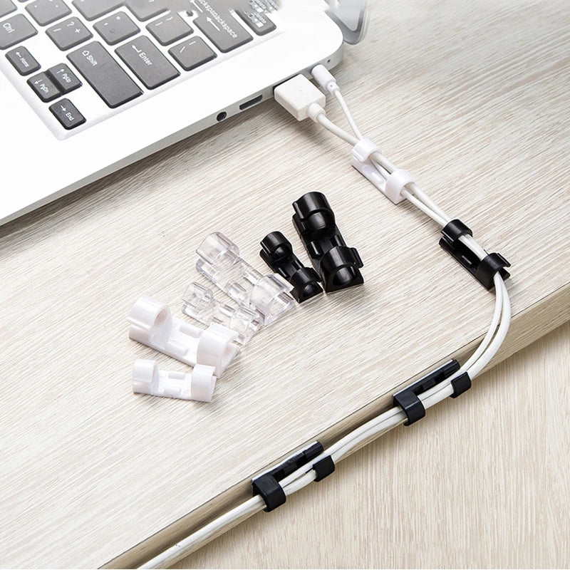 20pcs Adhesive Cable Clip Cable Manager Wire Management Organizer For Desk Office Car Home Wire Clip Clamp Self-Adhesive Sticker Zpaxo