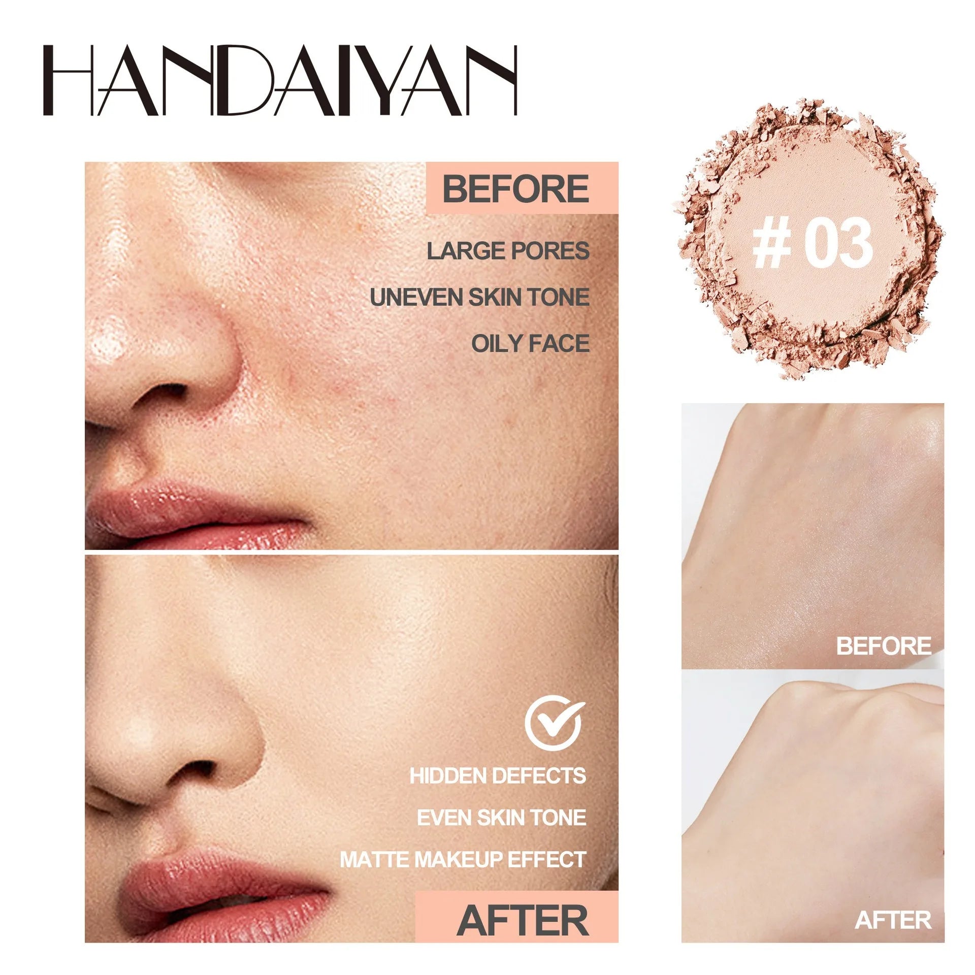 8 Colors Matte Face Pressed Powder 24 Hours Oil Control Natural