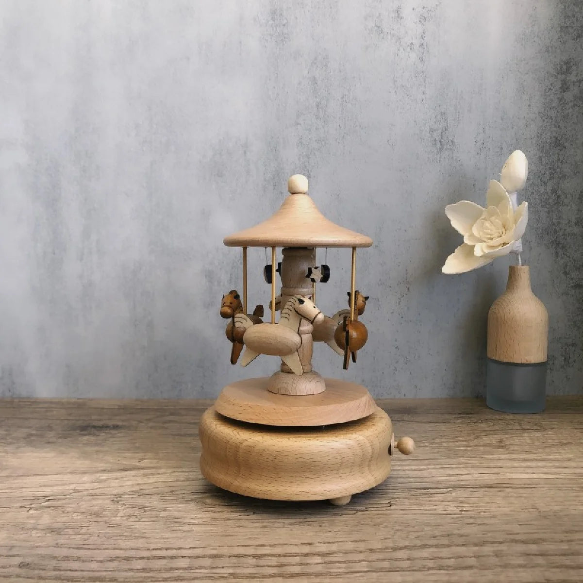 Carousel Music Box – Handcrafted Wooden Gift for Girls Wooden Music Box Zpaxo