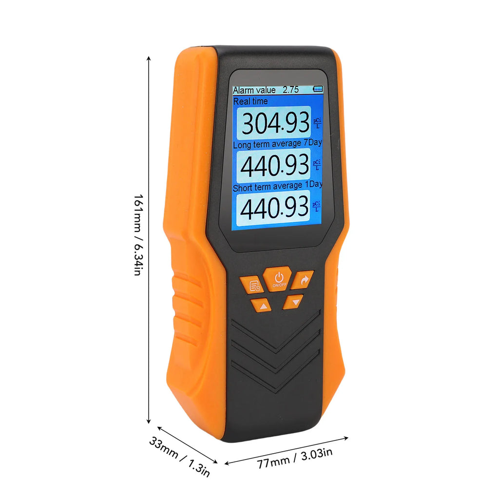 LCD Display Digital Radon Detector Handheld Radon Test Kit Accuracy Real Time Long Short Term Average for Home School Zpaxo