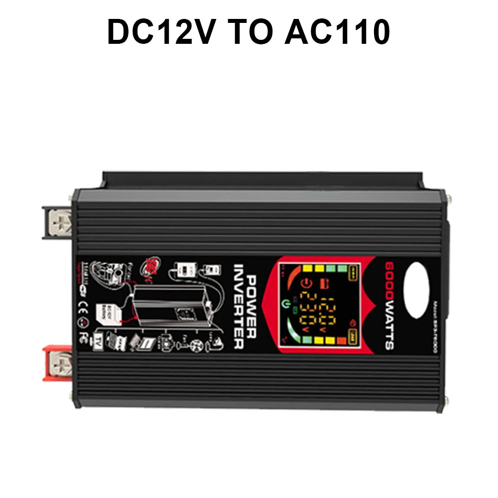 SOECOPO 6000W Solar System DC12V to AC110V 220V 100A MPPT Controller 300W Panel Inverter for Home RV Camping Power Backup CE FCC Zpaxo only Inverter 110V