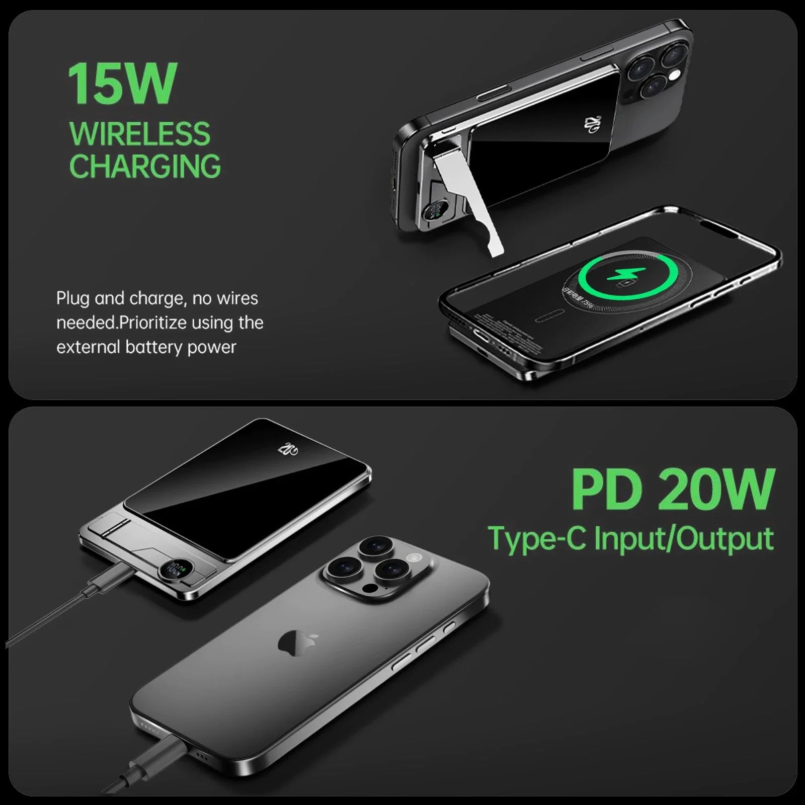 10000mAh Ultra Slim Power Bank Magsafe Magnetic Wireless 20W Fast Zpaxo