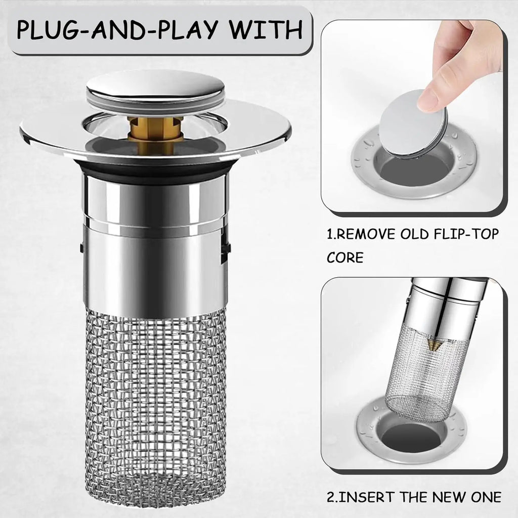 Stainless Steel Press-Type Sink Drain Plug – Universal Fit