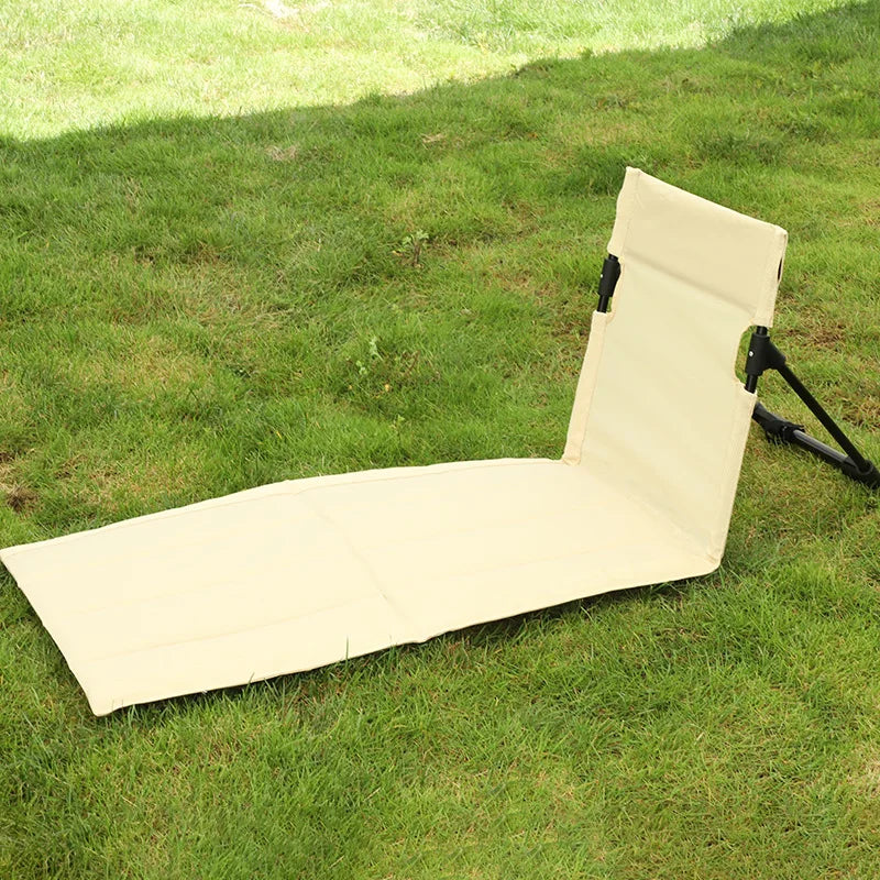 Outdoor Foldable Camping Chair Oxford Cloth Floor Garden Park Single Zpaxo Rice White-long