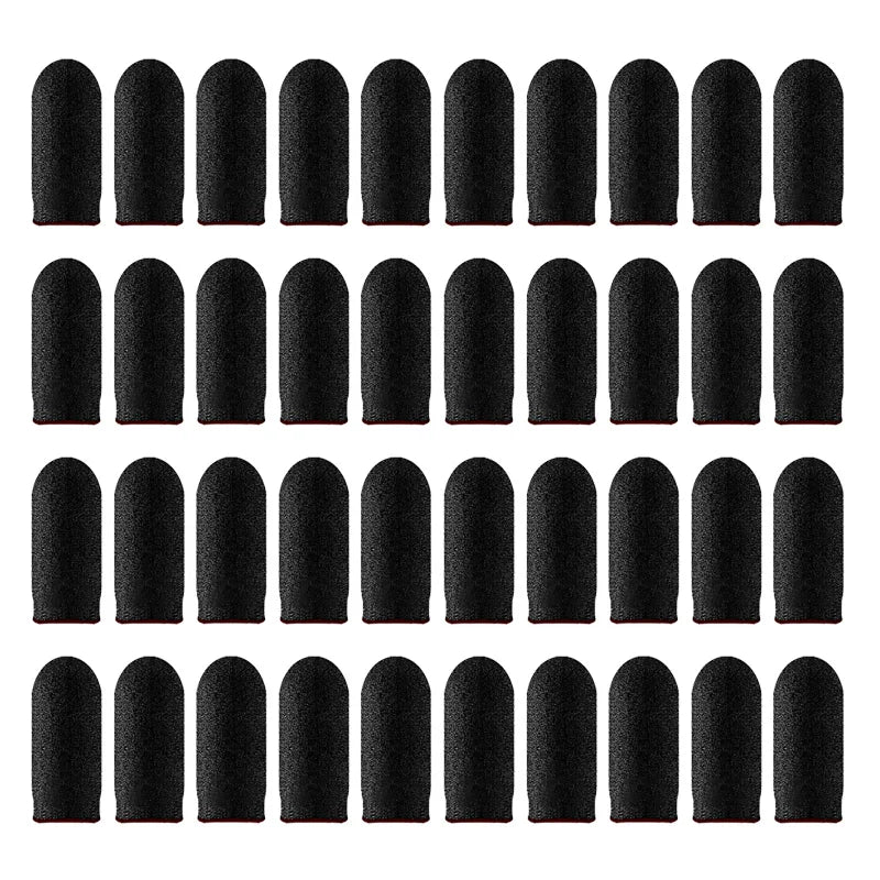 40pcs Mobile Game Fingertip Gloves For PUBG Gamer Sweatproof Anti-slip Touch Screen Finger Sleeve Breathable Gaming Finger Cover Zpaxo Black-40pcs