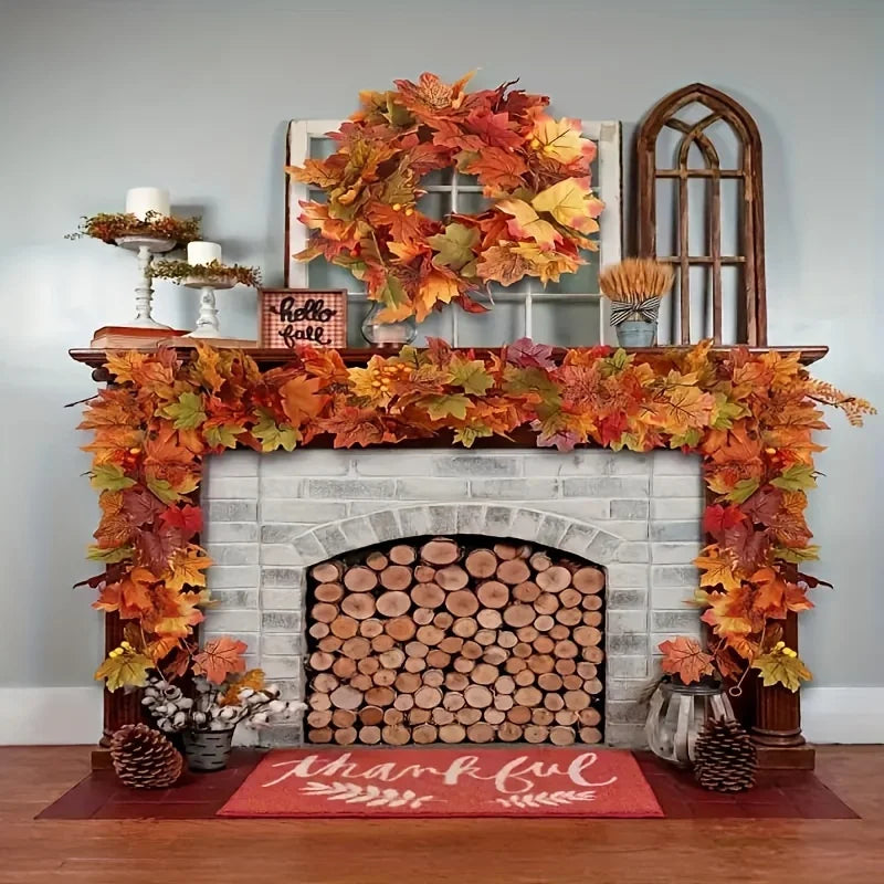 Autumn Maple Leaf Garland Artificial Hanging Vine Thanksgiving