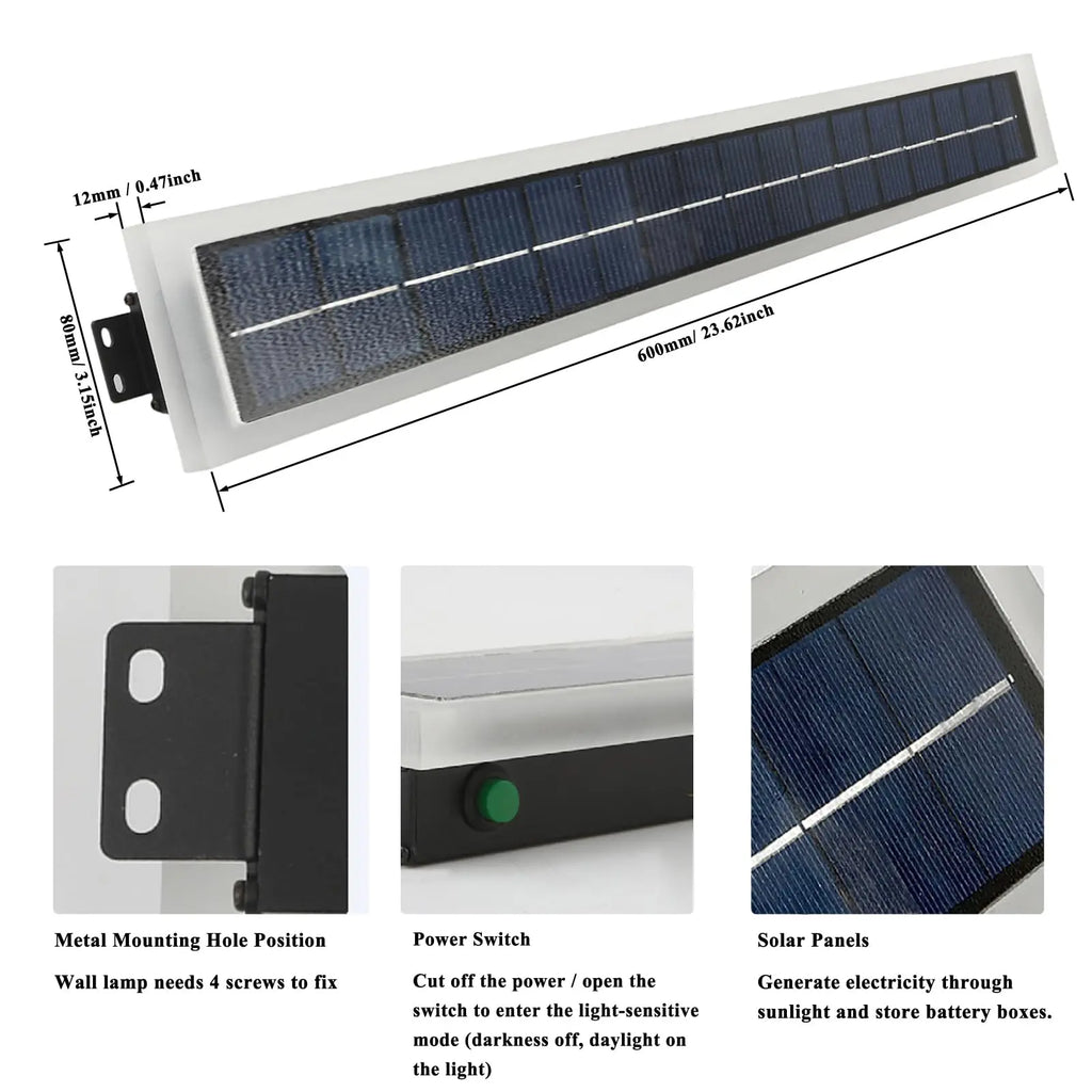 Solar Wall Lights Outside Door 20W Waterproof Acrylic Lampshade Zpaxo