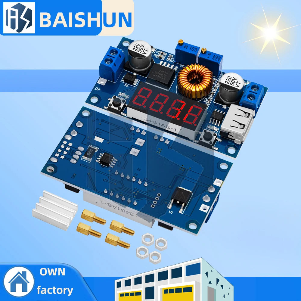 5A 75W CC/CV Adjustable Buck Module – BAISHUN USB Volt-Ammeter LED Driver DC Power Supply 1PC Zpaxo Default Title
